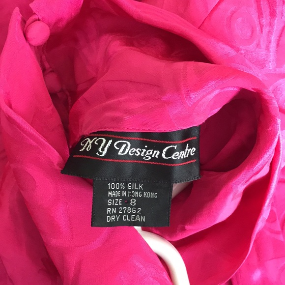 Vintage 1980s Hot Pink Silk Long-sleeve Shirt Size 8. - Picture 8 of 9